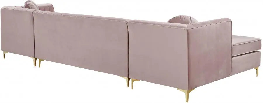 Graham Velvet 3 Piece Sectional In Pink - ATL FURNITURE