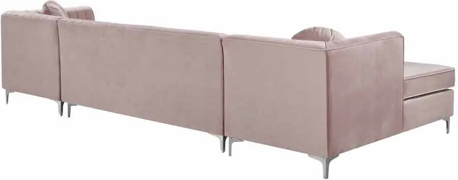 Graham Velvet 3 Piece Sectional In Pink - ATL FURNITURE