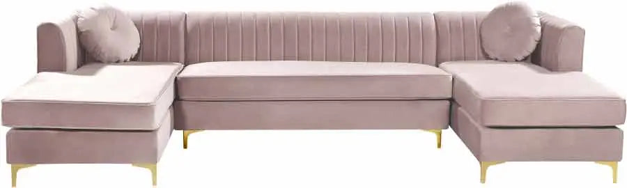 Graham Velvet 3 Piece Sectional In Pink - ATL FURNITURE