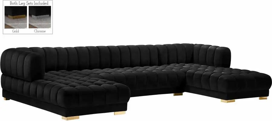 Gwen 3 Piece Sectional In Black - ATL FURNITURE