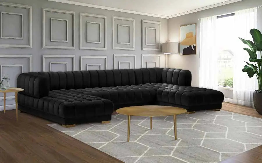 Gwen 3 Piece Sectional In Black - ATL FURNITURE