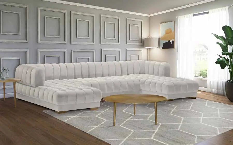 Gwen 3 Piece Sectional In Cream - ATL FURNITURE