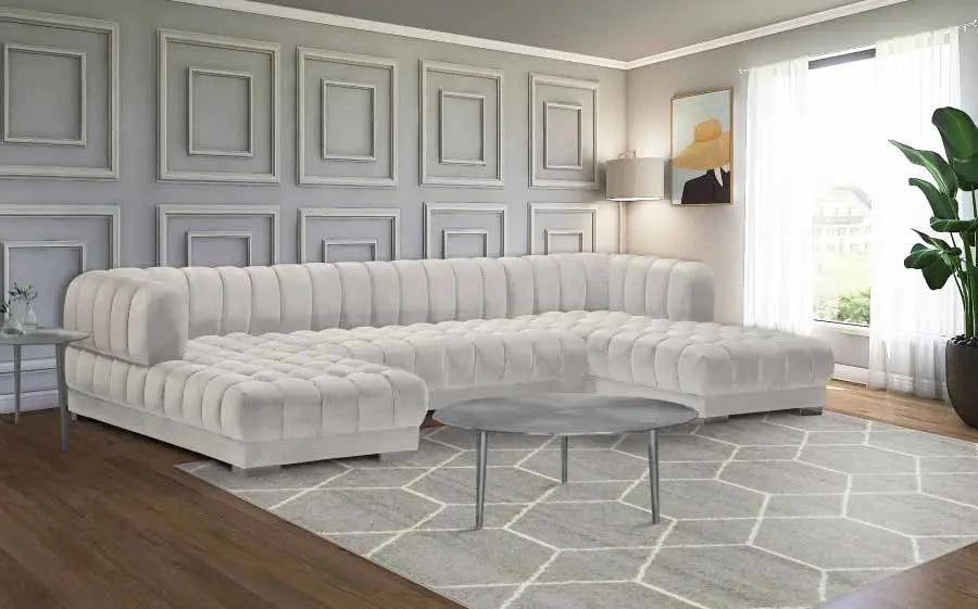 Gwen 3 Piece Sectional In Cream - ATL FURNITURE