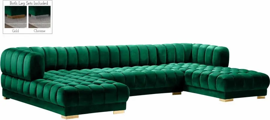 Gwen 3 Piece Sectional In Green - ATL FURNITURE