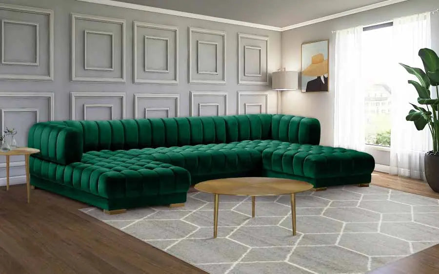 Gwen 3 Piece Sectional In Green - ATL FURNITURE