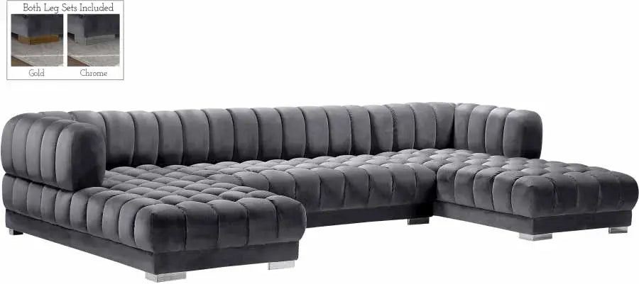 Gwen 3 Piece Sectional In Grey - ATL FURNITURE