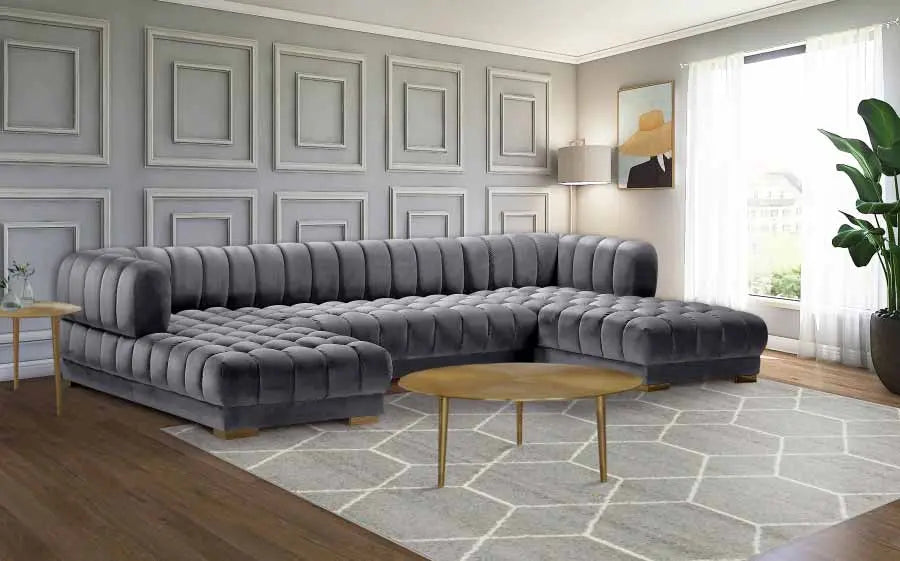 Gwen 3 Piece Sectional In Grey - ATL FURNITURE