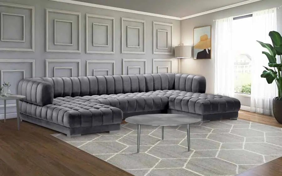 Gwen 3 Piece Sectional In Grey - ATL FURNITURE