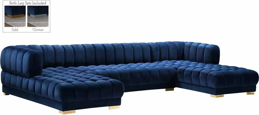 Gwen 3 Piece Sectional In Navy - ATL FURNITURE