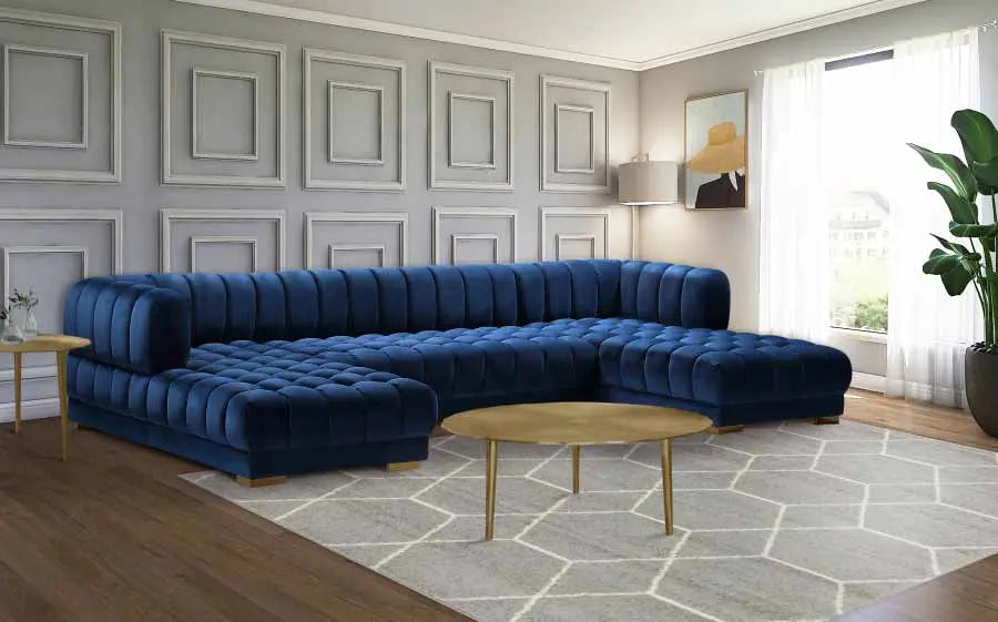 Gwen 3 Piece Sectional In Navy - ATL FURNITURE