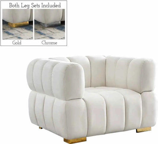 Meridian Furniture - Gwen Velvet Chair In Cream - 670Cream-C - ATL FURNITURE