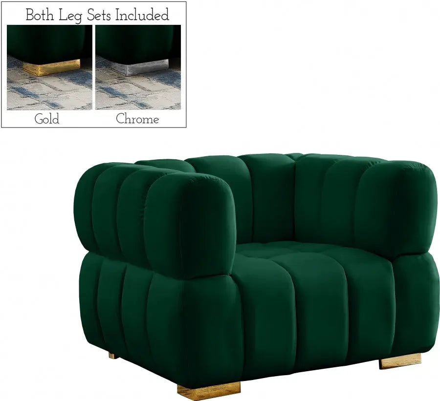 Meridian Furniture - Gwen Velvet Chair In Green - 670Green-C - ATL FURNITURE