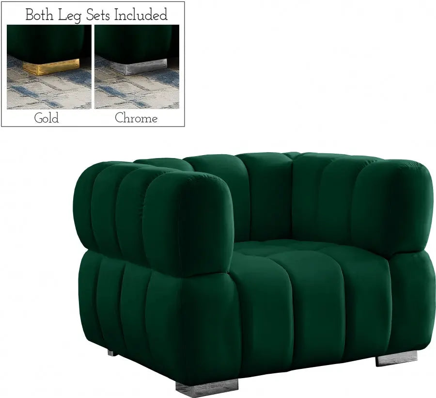 Meridian Furniture - Gwen Velvet Chair In Green - 670Green-C - ATL FURNITURE