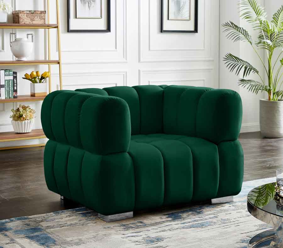 Meridian Furniture - Gwen Velvet Chair In Green - 670Green-C - ATL FURNITURE