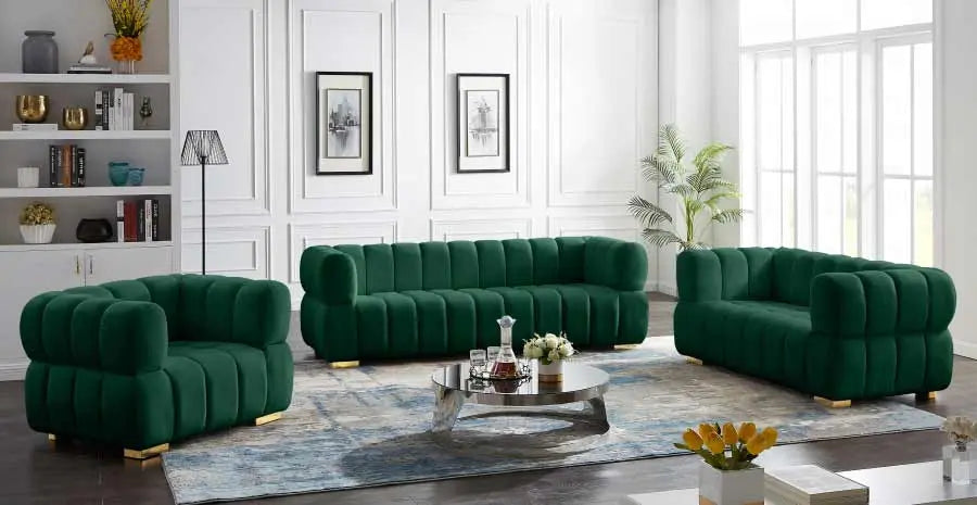 Meridian Furniture - Gwen Velvet Chair In Green - 670Green-C - ATL FURNITURE