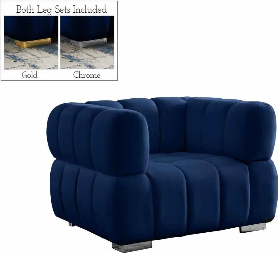 Meridian Furniture - Gwen Velvet Chair In Navy - 670Navy-C - ATL FURNITURE