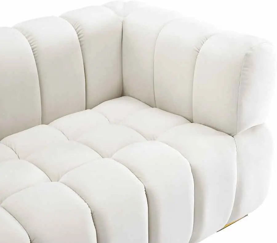 Meridian Furniture - Gwen Velvet Loveseat In Cream - 670Cream-L - ATL FURNITURE