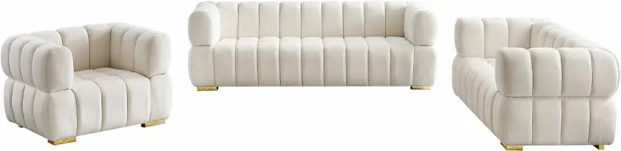 Meridian Furniture - Gwen Velvet Loveseat In Cream - 670Cream-L - ATL FURNITURE