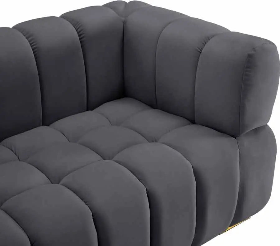 Meridian Furniture - Gwen Velvet Loveseat In Grey - 670Grey-L - ATL FURNITURE