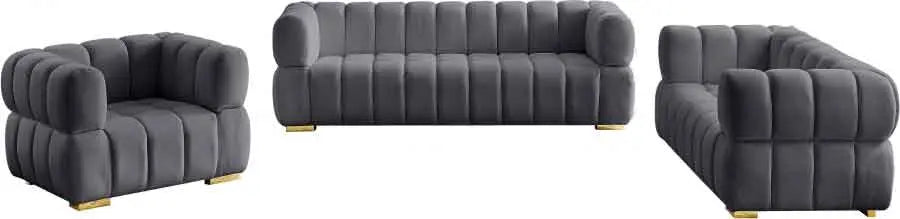 Meridian Furniture - Gwen Velvet Loveseat In Grey - 670Grey-L - ATL FURNITURE