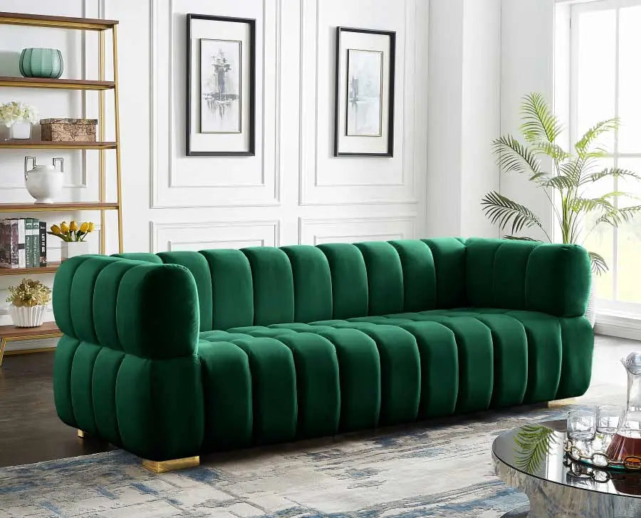 Meridian Furniture - Gwen Velvet Sofa In Green - 670Green-S - ATL FURNITURE