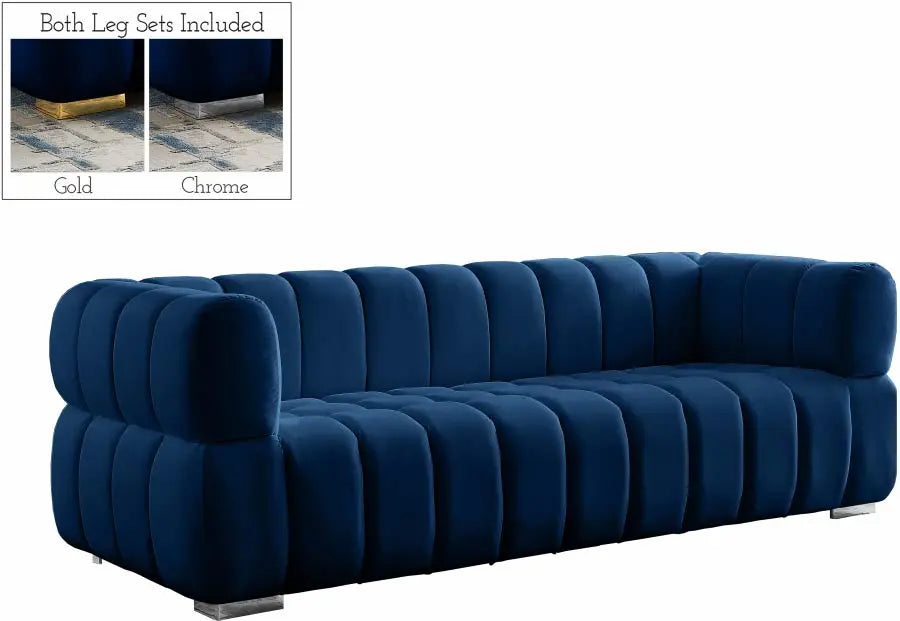 Meridian Furniture - Gwen Velvet Sofa In Navy - 670Navy-S - ATL FURNITURE