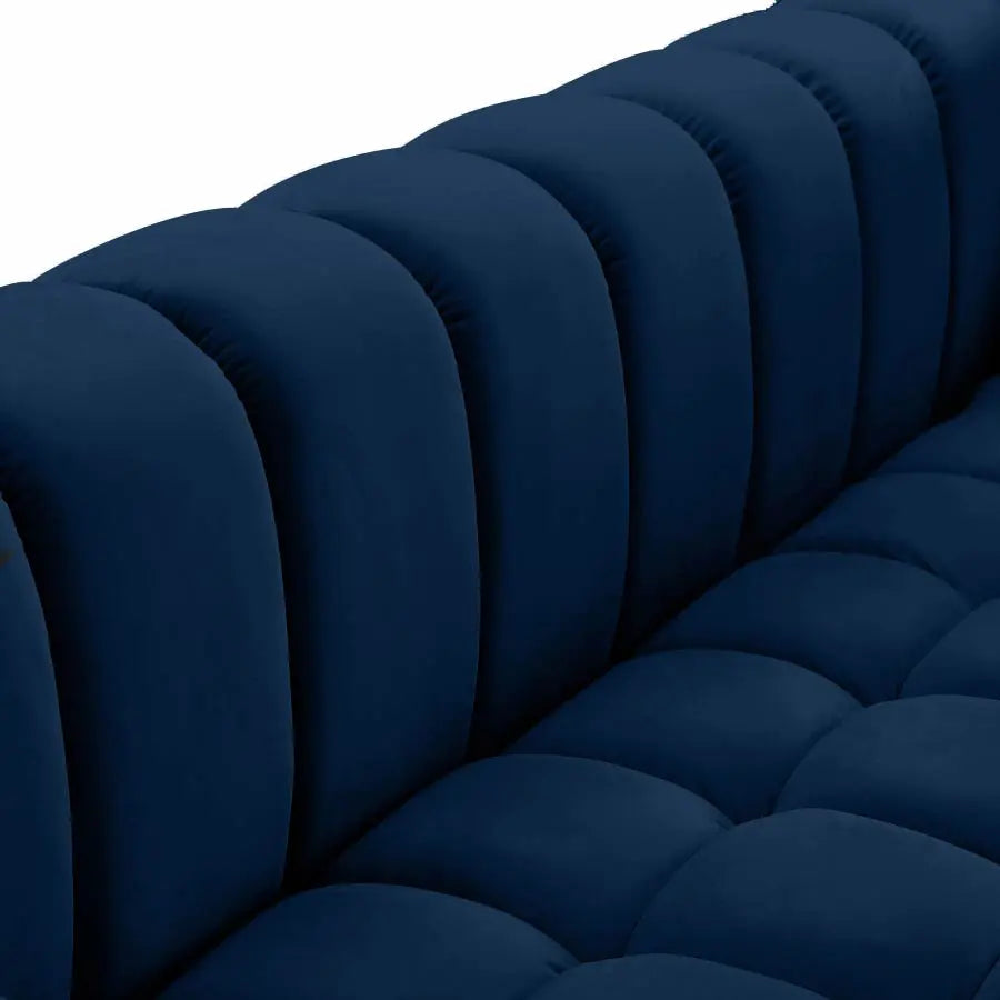 Meridian Furniture - Gwen Velvet Sofa In Navy - 670Navy-S - ATL FURNITURE