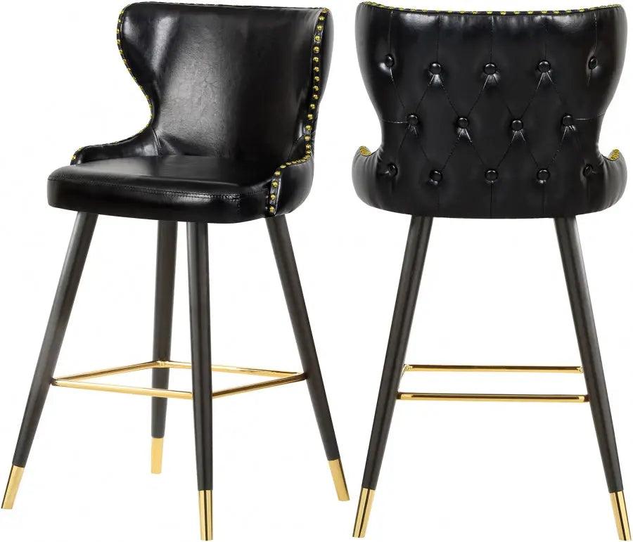 Meridian Furniture - Hendrix Faux Leather Counter Stool Set Of 2 In Black - 962Black-C - ATL FURNITURE