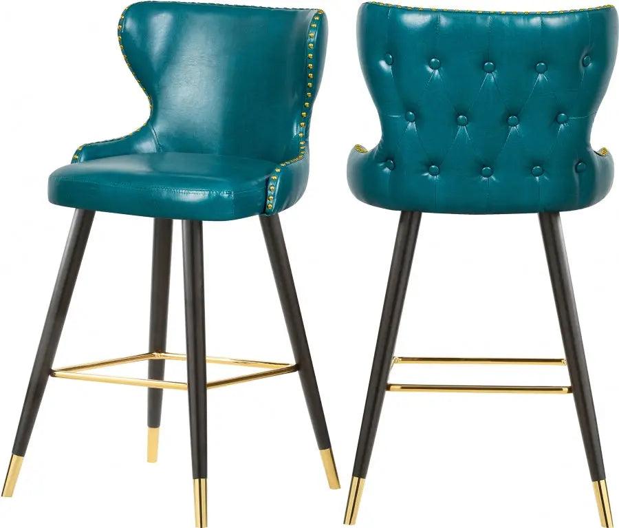 Meridian Furniture - Hendrix Faux Leather Counter Stool Set Of 2 In Blue - 962Blue-C - ATL FURNITURE