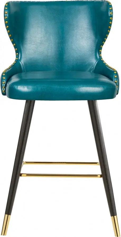 Meridian Furniture - Hendrix Faux Leather Counter Stool Set Of 2 In Blue - 962Blue-C - ATL FURNITURE