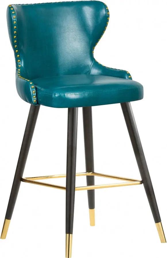 Meridian Furniture - Hendrix Faux Leather Counter Stool Set Of 2 In Blue - 962Blue-C - ATL FURNITURE