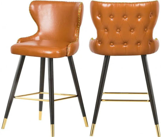 Meridian Furniture - Hendrix Faux Leather Counter Stool Set Of 2 In Cognac - 962Cognac-C - ATL FURNITURE