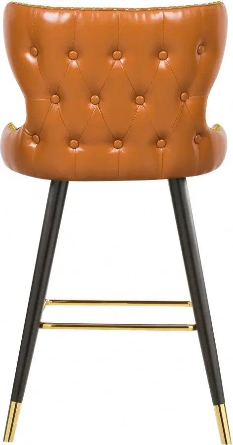 Meridian Furniture - Hendrix Faux Leather Counter Stool Set Of 2 In Cognac - 962Cognac-C - ATL FURNITURE