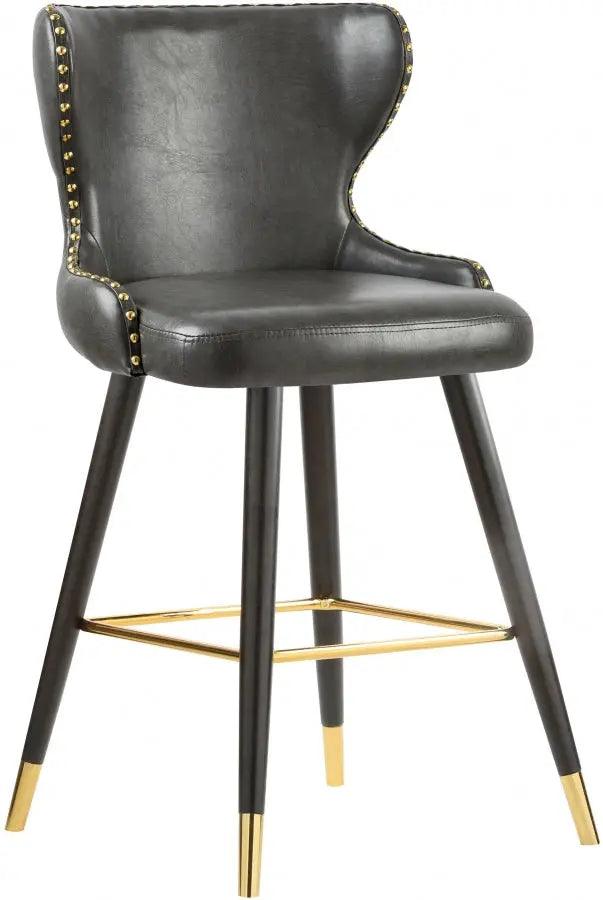 Meridian Furniture - Hendrix Faux Leather Counter Stool Set Of 2 In Grey - 962Grey-C - ATL FURNITURE