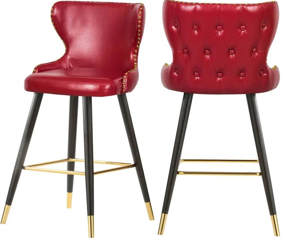 Meridian Furniture - Hendrix Faux Leather Counter Stool Set Of 2 In Red - 962Red-C - ATL FURNITURE