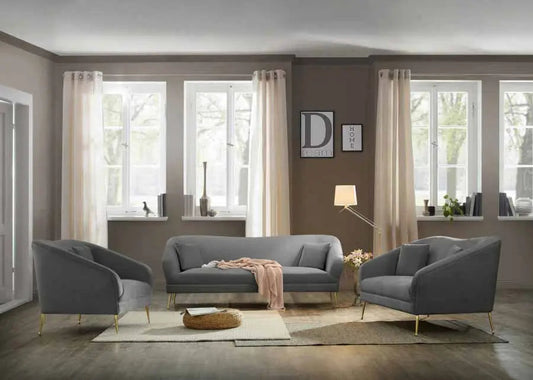 Meridian Furniture - Hermosa 3 Piece Living Room Set In Grey - 658Grey-S-3Set - ATL FURNITURE