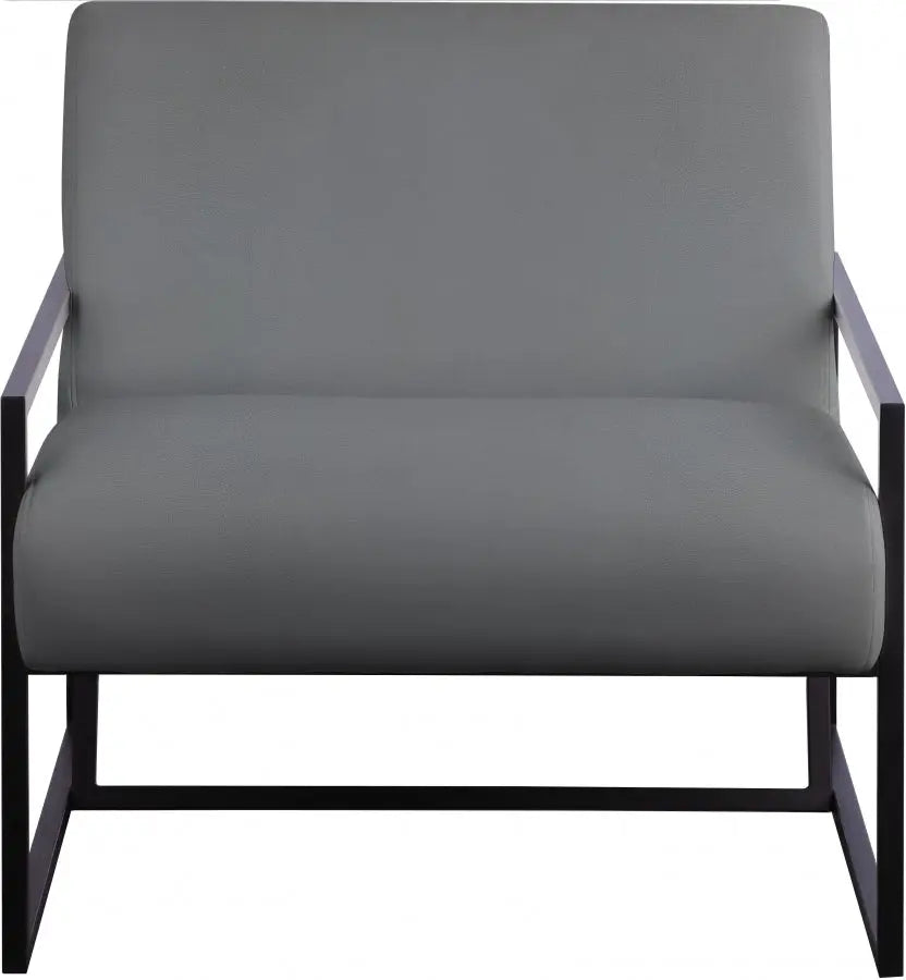 Meridian Furniture - Industry Faux Leather Accent Chair In Grey - 535Grey - ATL FURNITURE