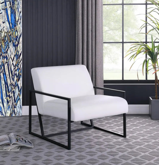 Meridian Furniture - Industry Faux Leather Accent Chair In White - 535White - ATL FURNITURE