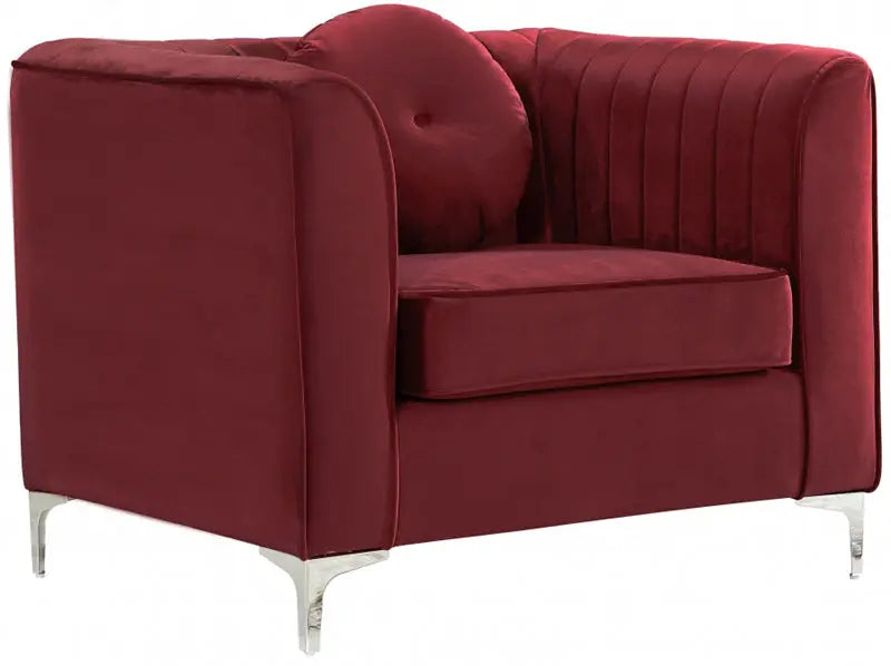 Meridian Furniture - Isabelle 3 Piece Living Room Set In Burgundy - 612Burg-S-3Set - ATL FURNITURE