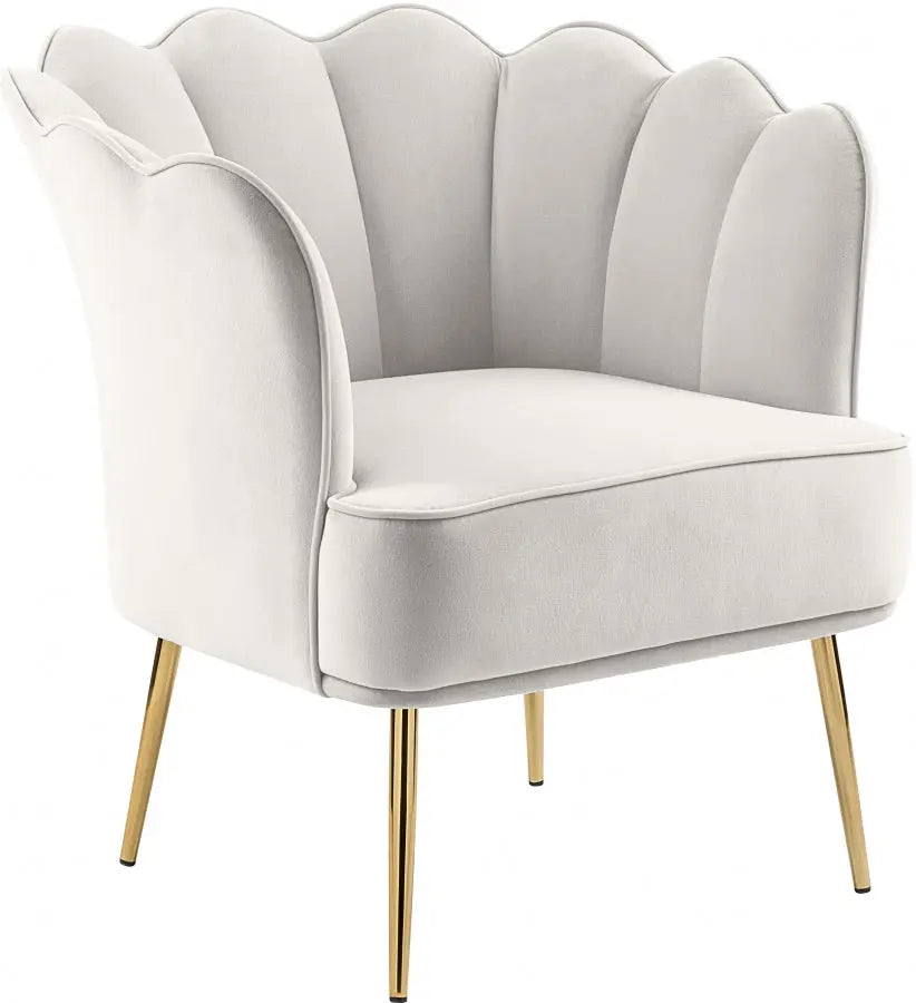 Meridian Furniture - Jester Velvet Accent Chair In Cream - 516Cream - ATL FURNITURE