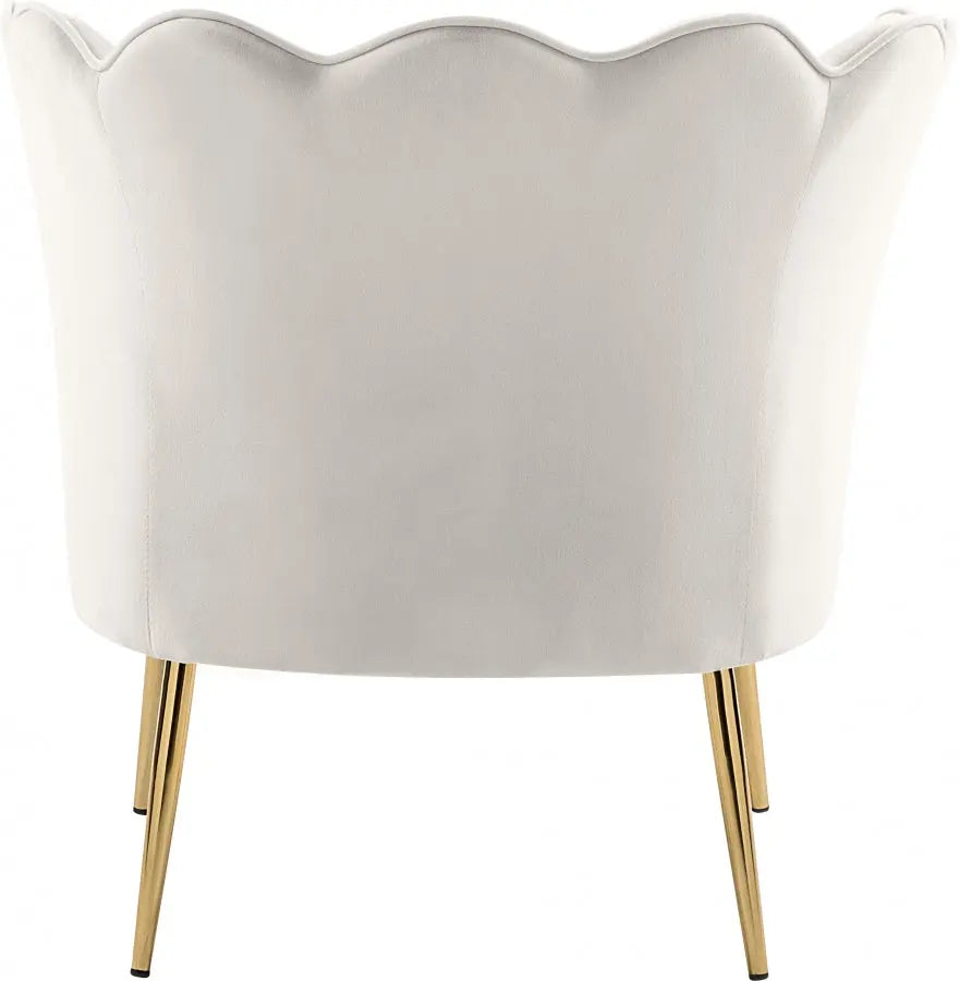 Meridian Furniture - Jester Velvet Accent Chair In Cream - 516Cream - ATL FURNITURE