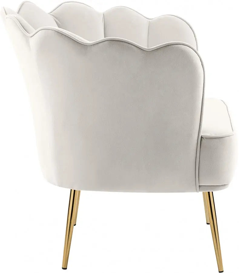 Meridian Furniture - Jester Velvet Accent Chair In Cream - 516Cream - ATL FURNITURE