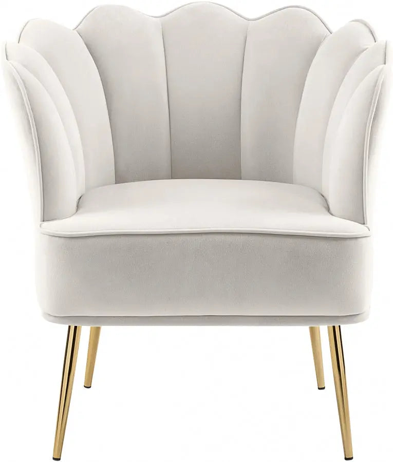 Meridian Furniture - Jester Velvet Accent Chair In Cream - 516Cream - ATL FURNITURE