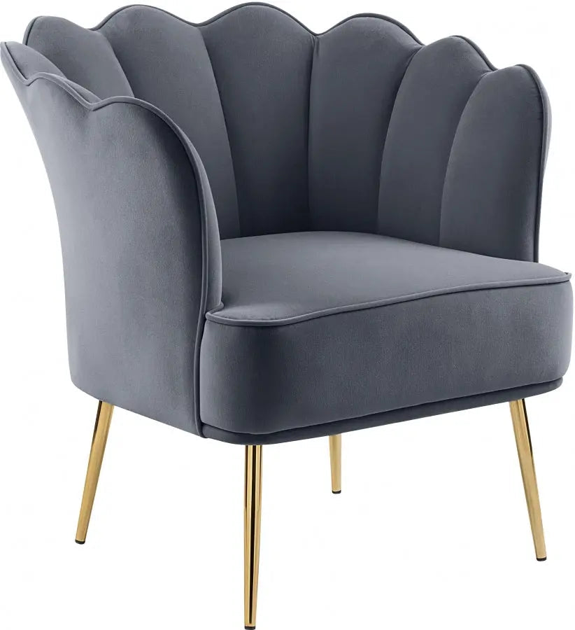 Meridian Furniture - Jester Velvet Accent Chair In Grey - 516Grey - ATL FURNITURE