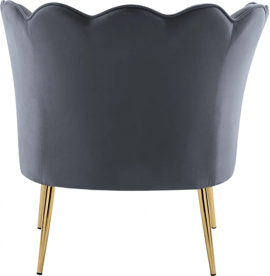 Meridian Furniture - Jester Velvet Accent Chair In Grey - 516Grey - ATL FURNITURE