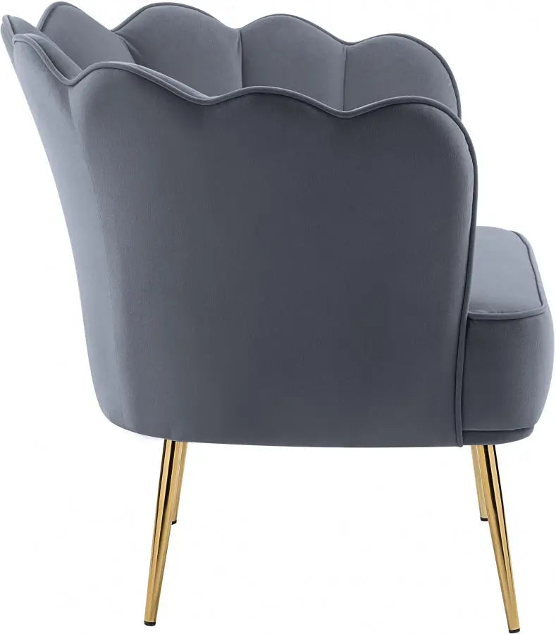 Meridian Furniture - Jester Velvet Accent Chair In Grey - 516Grey - ATL FURNITURE