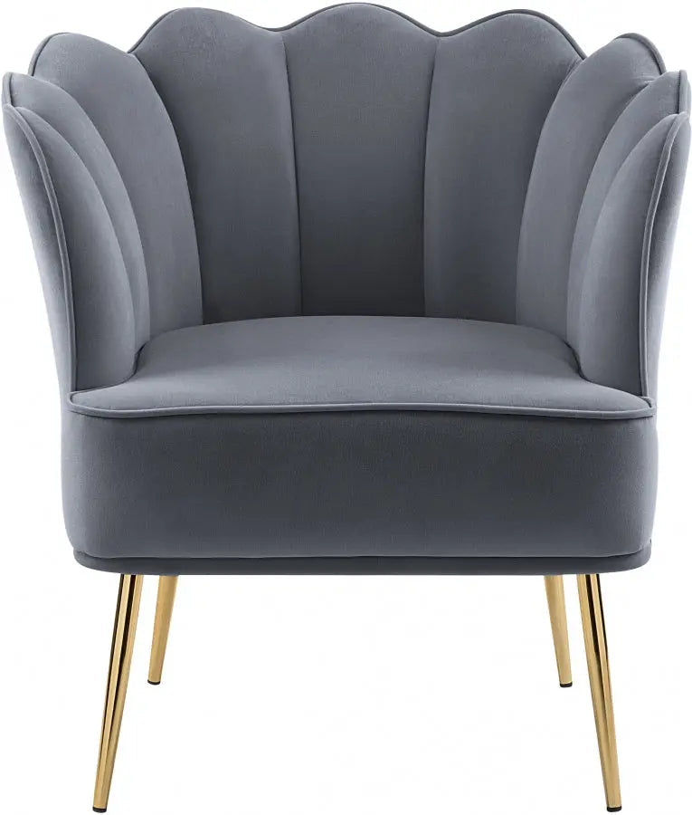 Meridian Furniture - Jester Velvet Accent Chair In Grey - 516Grey - ATL FURNITURE