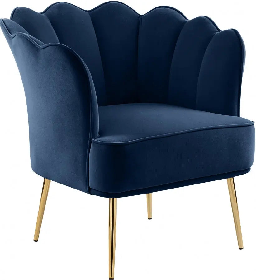 Meridian Furniture - Jester Velvet Accent Chair In Navy - 516Navy - ATL FURNITURE