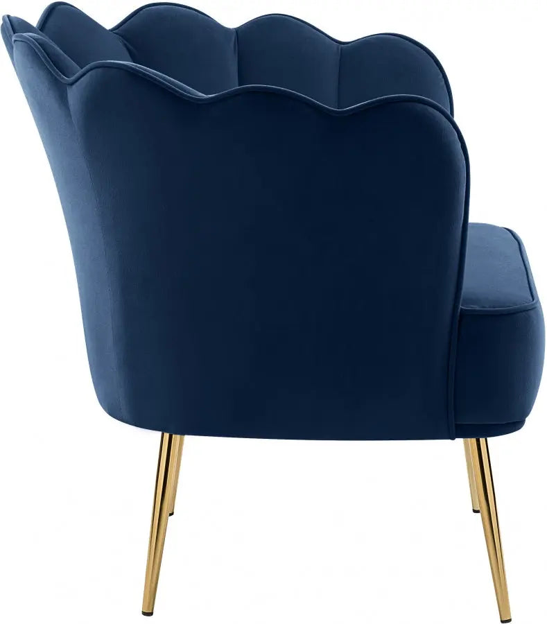 Meridian Furniture - Jester Velvet Accent Chair In Navy - 516Navy - ATL FURNITURE