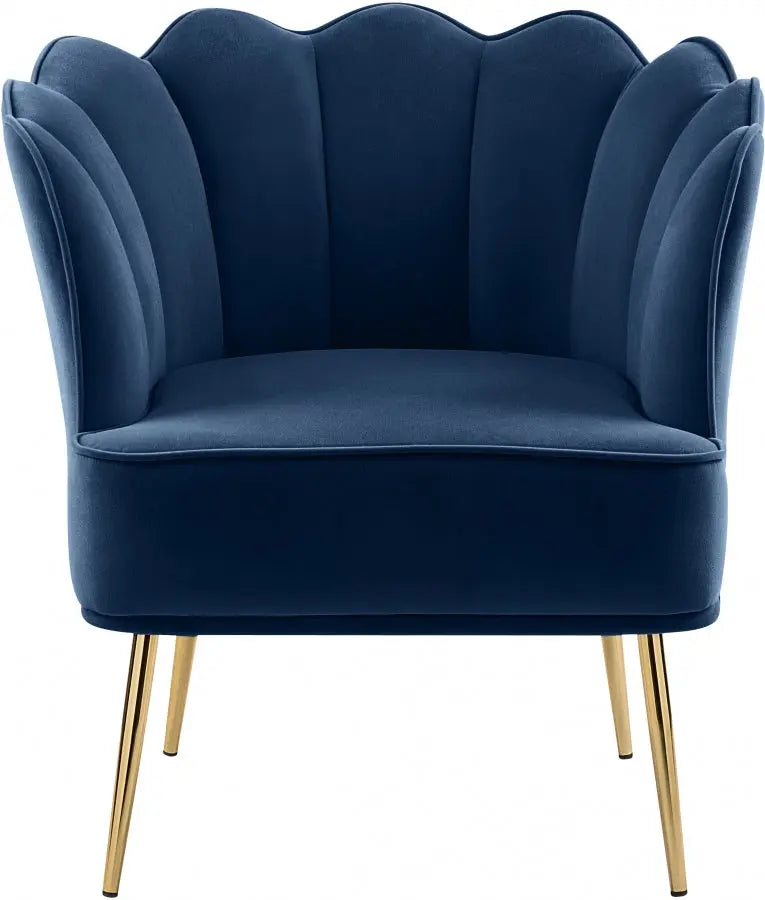 Meridian Furniture - Jester Velvet Accent Chair In Navy - 516Navy - ATL FURNITURE